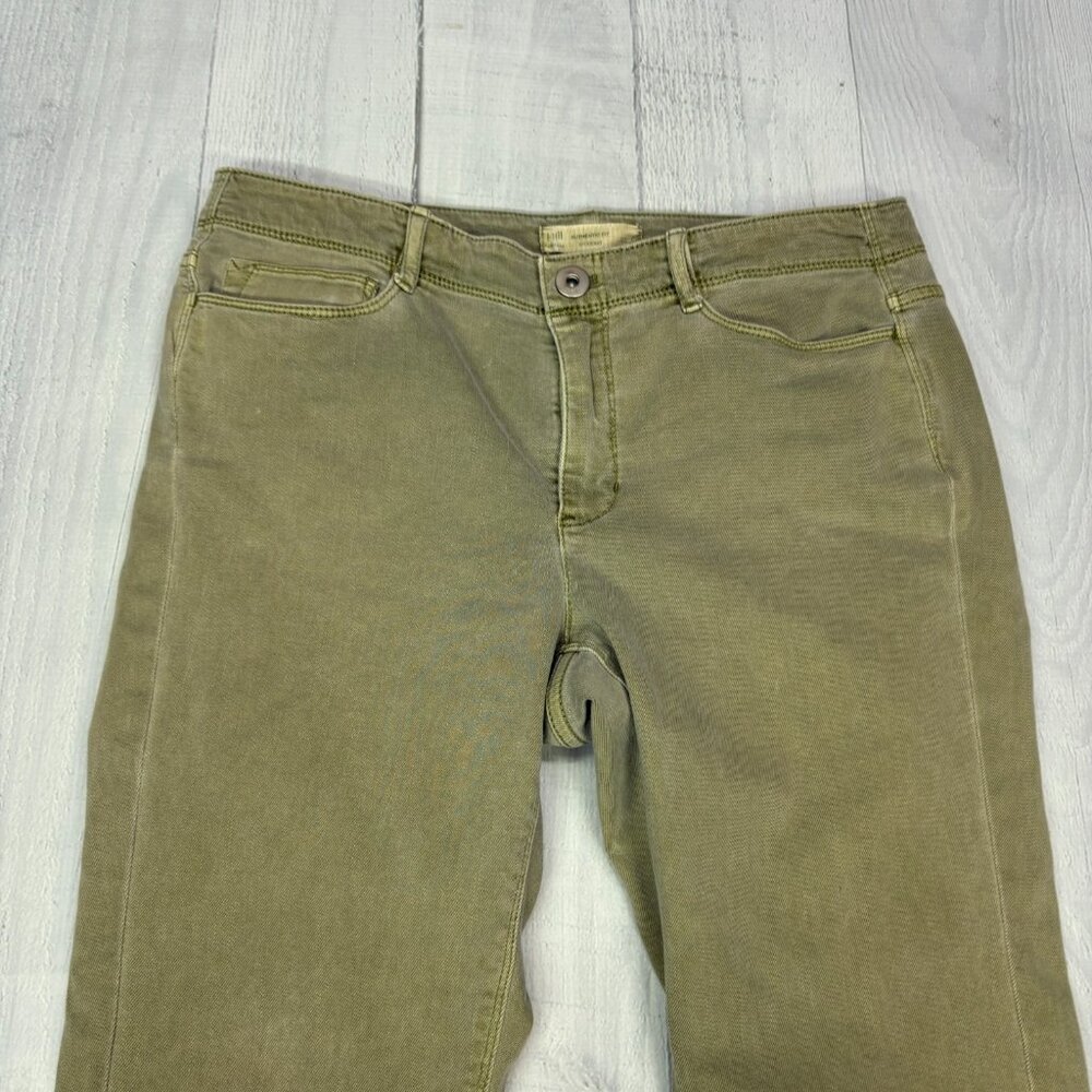J Jill Cropped Straight Jeans Womens Olive Green Stretch Denim Frayed Hem SIze 6 - Picture 4 of 12